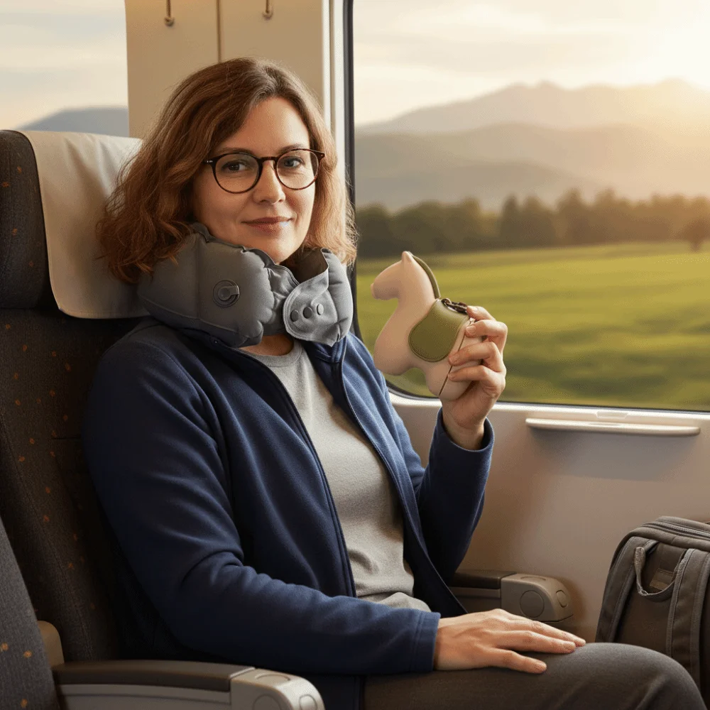 

Neck Protection Inflatable Neck Pillow Pressed Inflation Super Light U-shaped Travel Pillow Comfort Foldable