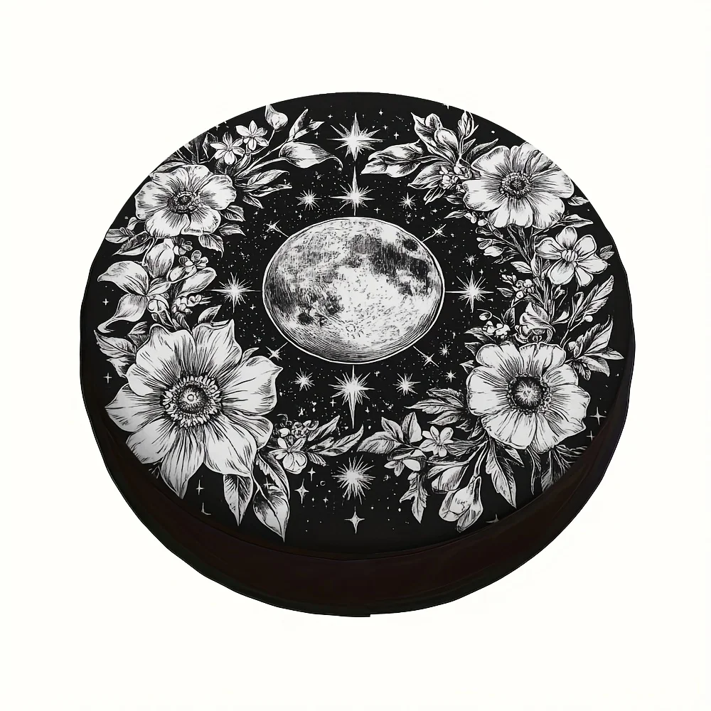 Cottagecore Witchy Floral Full Moon Starry Night Off-Road Spare Tire Cover