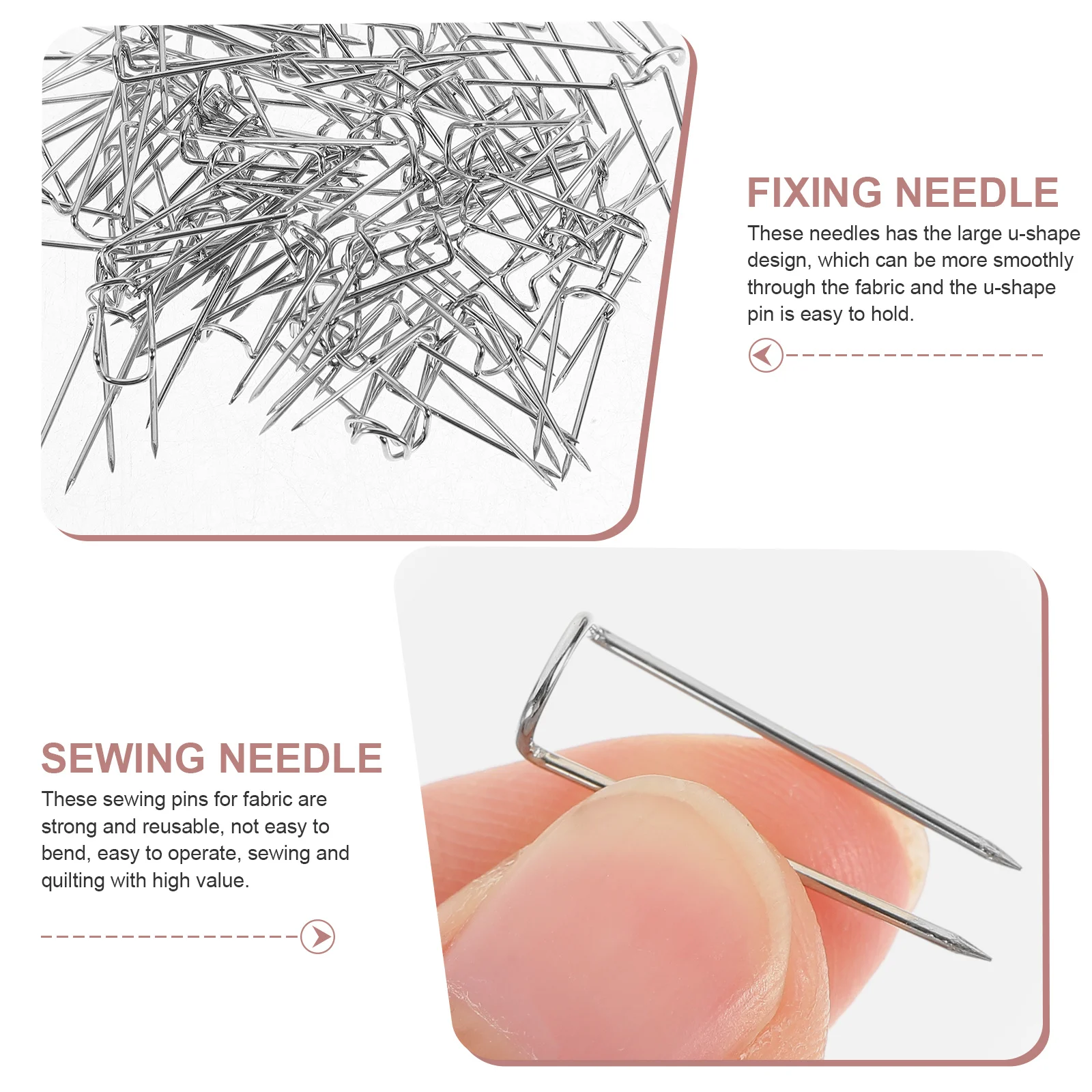 دبابيس خياطة متعددة على شكل حرف U قابلة لإعادة الاستخدام، لوازم خياطة اللحف الصلبة المدببة، إبر سطحية أملس للحرف اليدوية من القماش #6