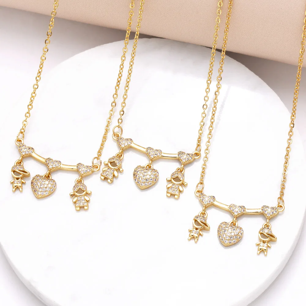 Collares de corazón de cobre para mujer, colgante de cerradura de corazón, circonita cúbica, regalo de joyería al por mayor, VNE106