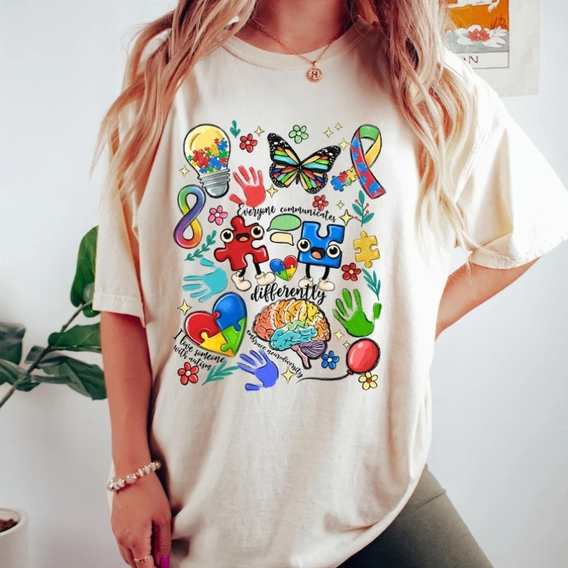 

Proud Autism Mama T-shirt, Autism Awareness Shirt, Neurodivergent Tees Autism Mom Gift, Everyone Communicates Differently Tee