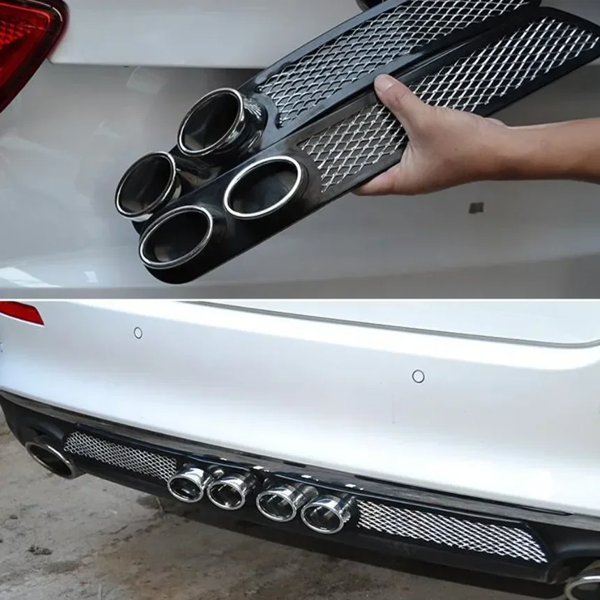 2Pcs Universal Car Auto Air Vents Fake Exhaust Pipe Tip Tails Muffler Pad Simulation Sticker Cover Decorative 1SET