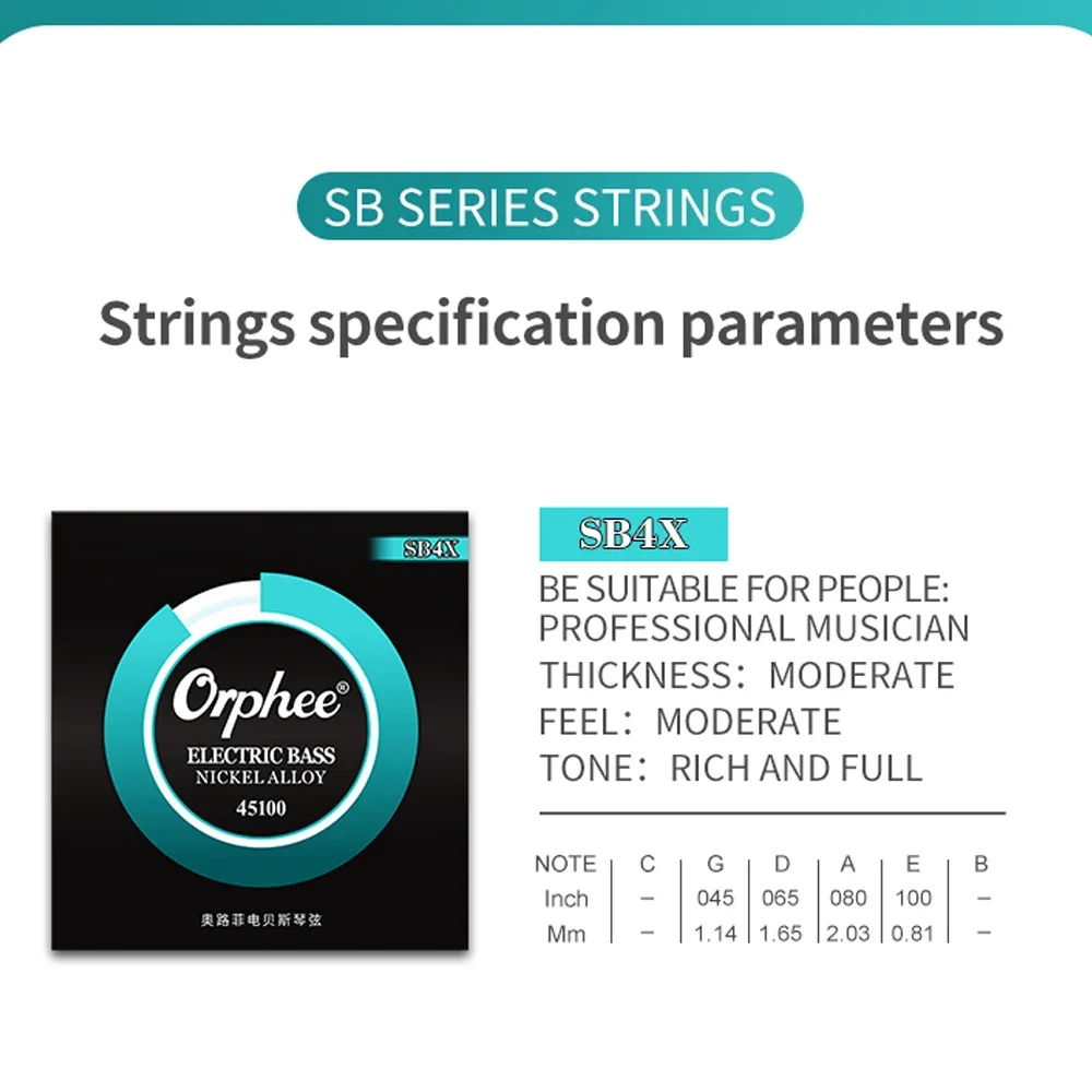 Orphee 4/5/6-String Bass Guitar Strings High Carbon Cteel Hexagonal Core Nano Antirust Coating Electric Bass Guitarra String