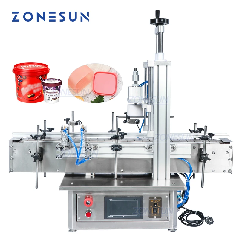 

ZONESUN Pneumatic Semi Automatic Tabletop Glass Bottle Cap Press Machine Jar Whisky Plastic Bottle Capping Machine