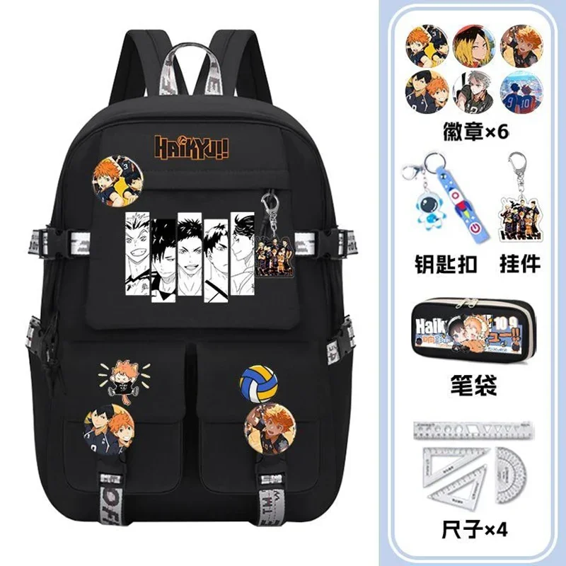 31×45×14cm Black White, Haikyuu, Student Kids Teens School Bags, Large Capacity Mochilas Anime Backpacks For Girls Boys Gift