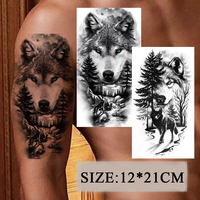 Large Temporary Arm Tattoos Waterproof Animal Tattoo Sticker Arm Sleeve Big Tiger Lion Wolf Rose Fake Tattoo For Man Women