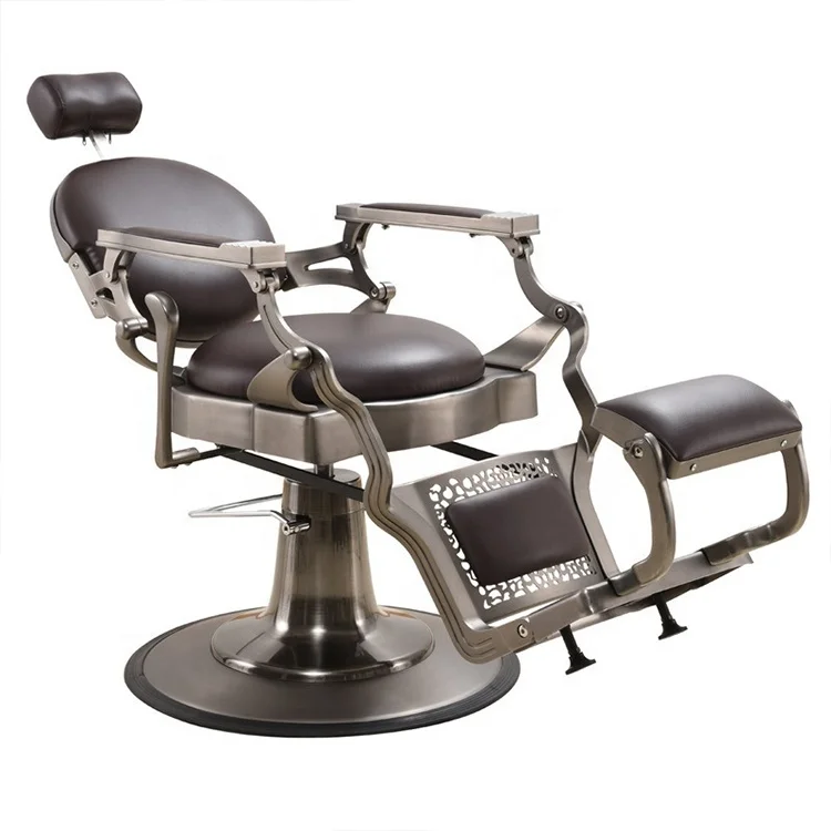 High End Beauty Hair Salon Furniture Black Barber Chair Heavy Duty Retro Beauty Salon Chair for Barber Shop