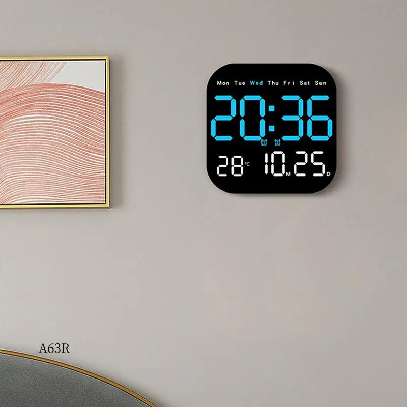 

AR-LED Electronic Table Clock Temperature Date Week Dispaly Clock 12/24H Wall-Mounted LED Alarm Clock Remote E