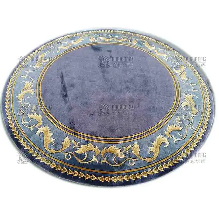 Thickened European Handmade Bamboo Fiber Carpet Light Luxury Round Piano Rug Mat Customized Bedroom Living Room Handmade Carpet