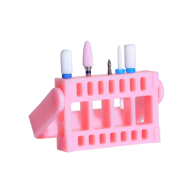 1Pc 16 Holes Nail Drill Bit Display Stand Acrylic Adjustable Grinding Head Holder Empty Storage Box Manicure Drill Accessories