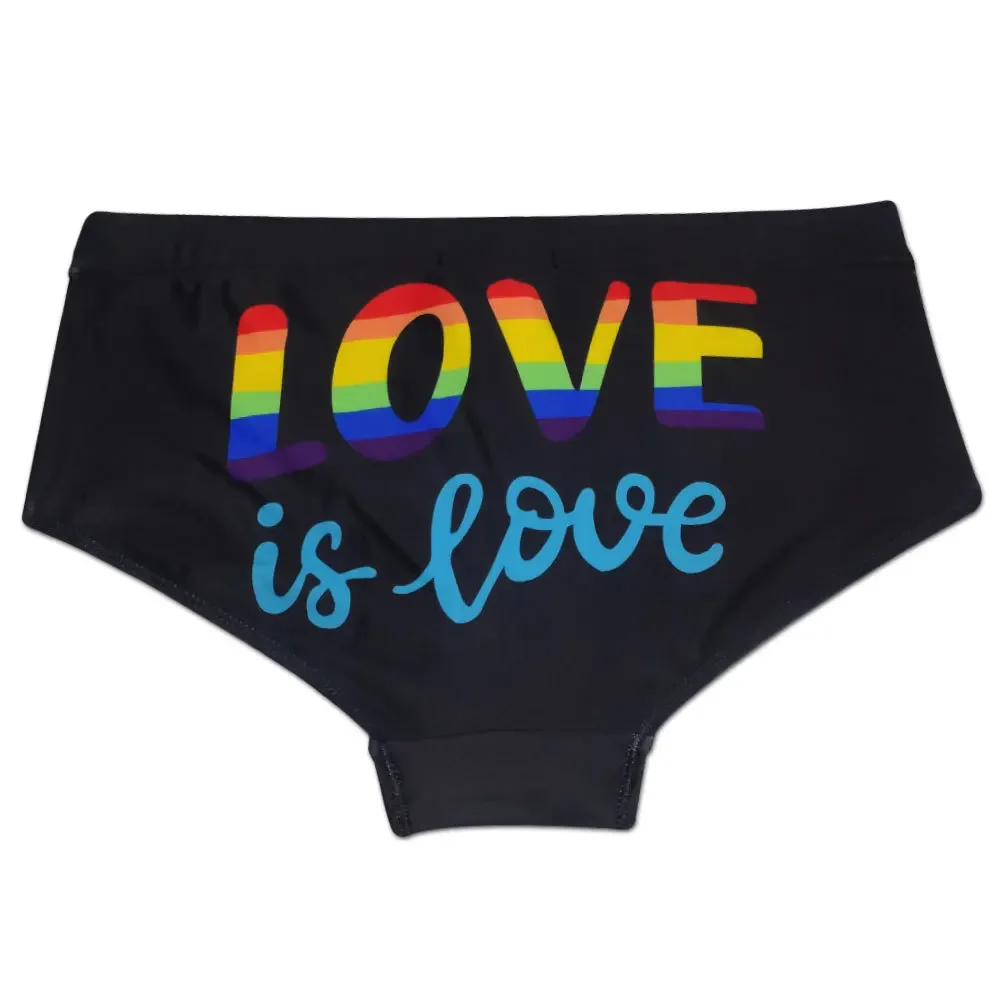 LGBT Men\'s Swim Boxer Briefs Low Waist Swimming Short Water Sport Beach Pants Swimwear Sexy Male Surfing Big Man Love is Love