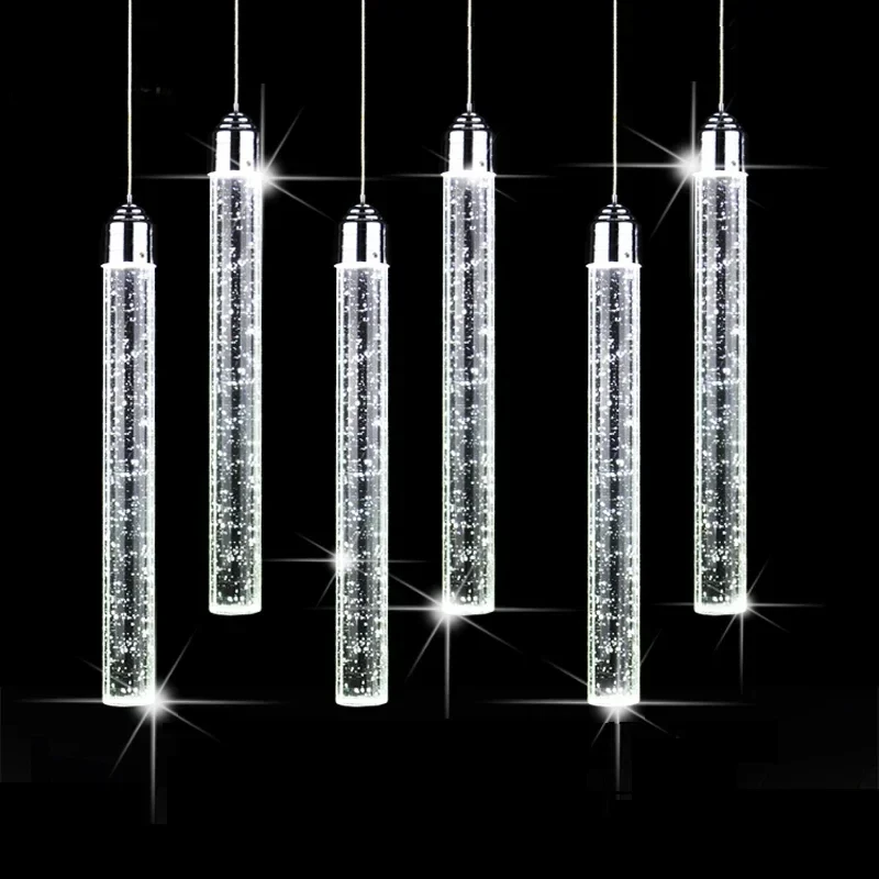 Modern Pendant Lamp Led Modern Minimalist Bubble K9 Crystal Hanging Lights Dining Room Cylinder Long Tube Pendant Lights High Ce