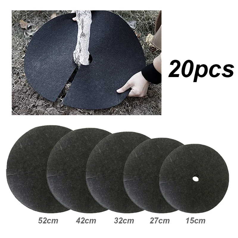 20pcs Outdoor Gardens Tree Protector Mats 15cm 27cm 32cm 42cm 52cm Disc Shrub Tree Guard Weeding Pad Weed Barrier Plant Covers