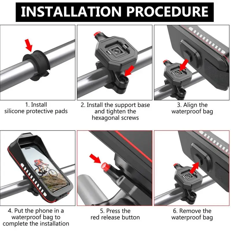 Motorcycle Cell Phone Holder Waterproof Cell Phone Holder Stand Case Smartphone Clamp For Delivery Riders Travelers Couriers