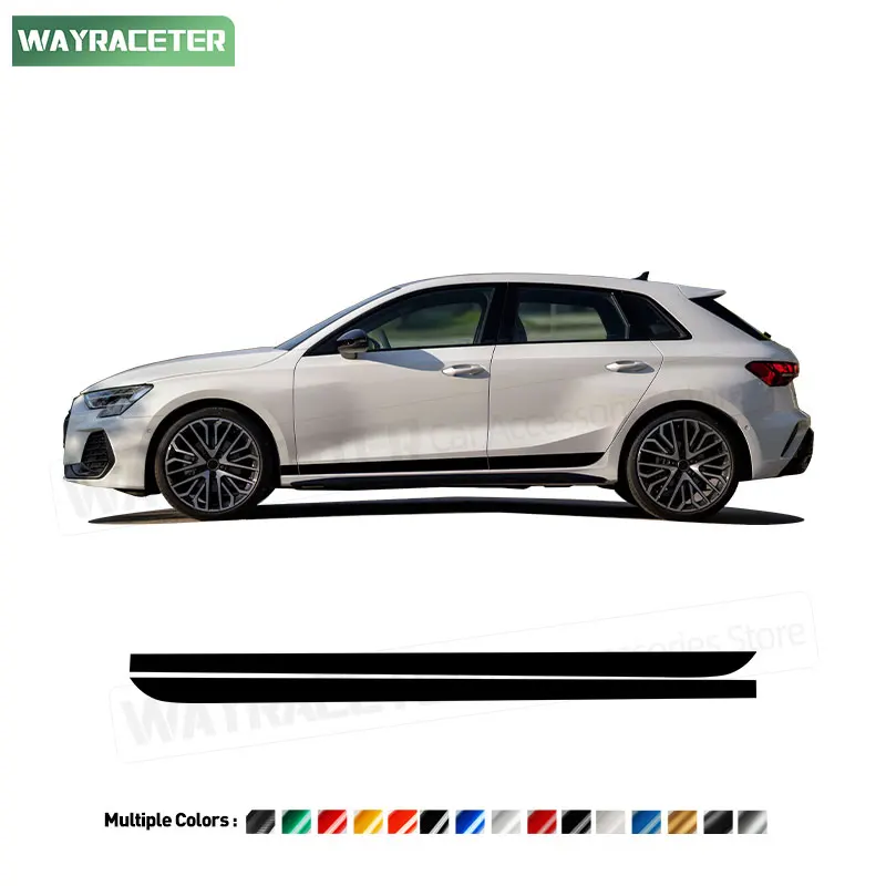 2 Pcs/Set Door Side Stripes Sticker Carbon Fiber Vinyl Decal For Audi A3 8Y Sportback S Line 2025 S3 2024 RS3 2023 2022 2021