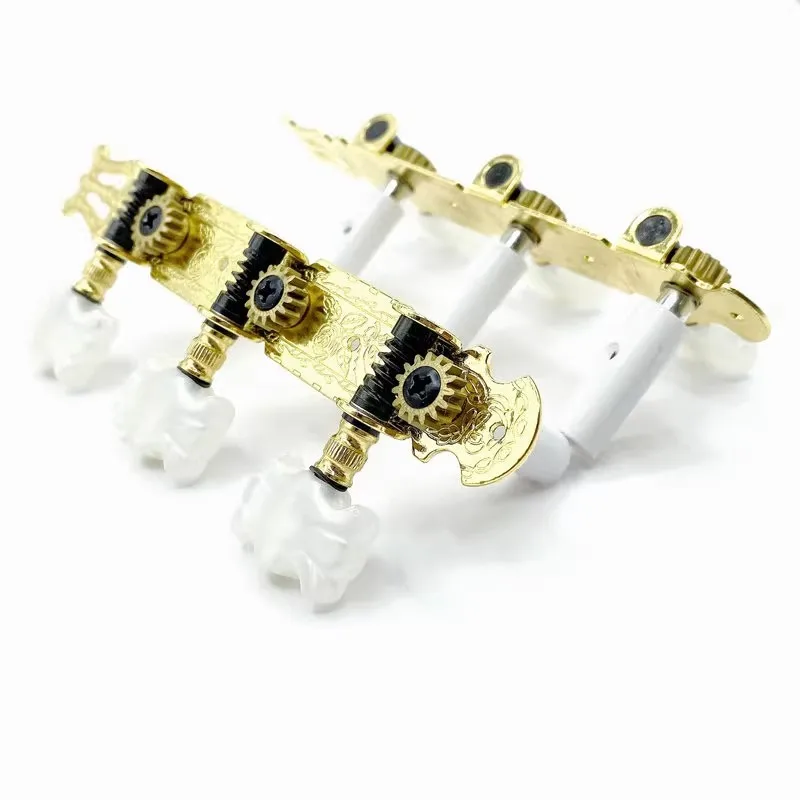 Golden Color Classical Guitar Machine Heads Standard Size 3 inline L3R3 White Plastic Tuner Peg Made in Korea for Replace