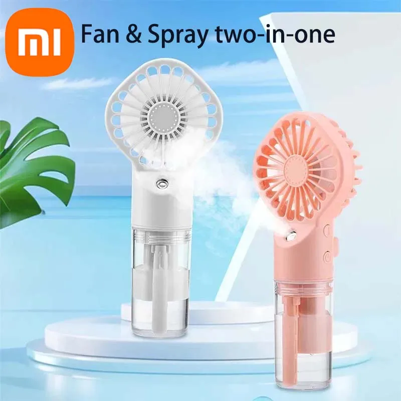 

Xiaomi Portable Water Mist Fan USB Charging Handheld Mini Quiet Air Cooling Fan 4 Speed Humidification Spray Fan for Office Dorm