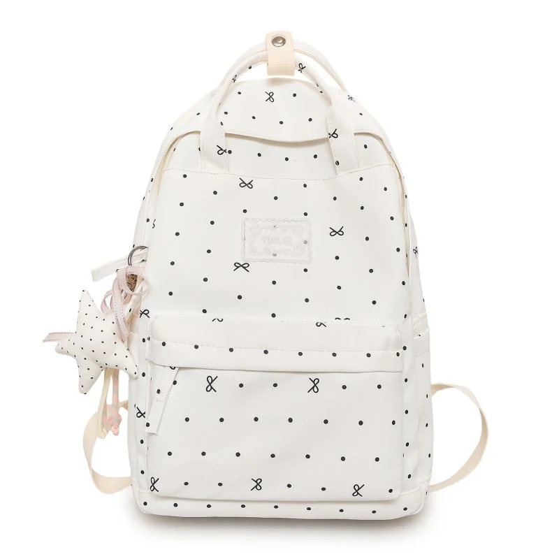Kawaii Polka Dot Aesthetic Preppy Backpack Large Capacity Campus Travel Casual Daypack for Teens Women