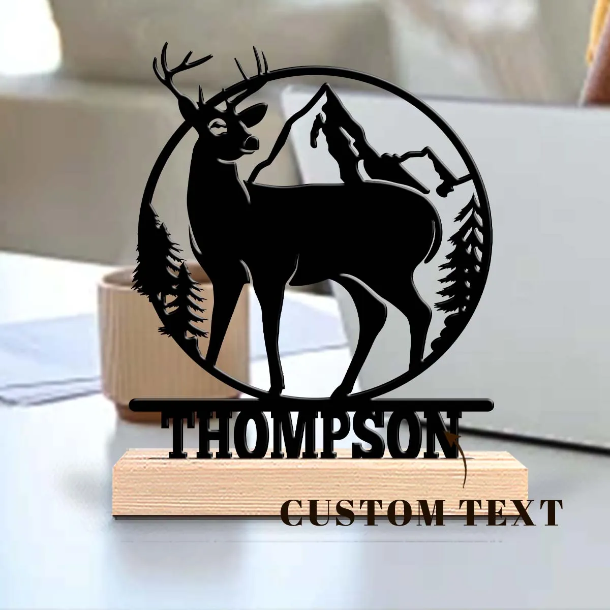 1pc Fashionable Personalized Custom Metal Statue Custom Name Equipped with Wooden Base Modern Rural Home Desktop Decorations