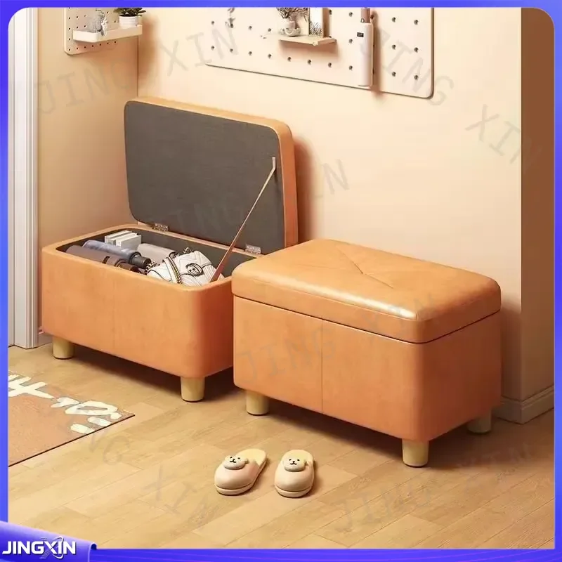 Custom for Multifunctional Shoe Changing Stool Storage Ottoman Compact Living Room Bench Space Saving Footrest Seat Box