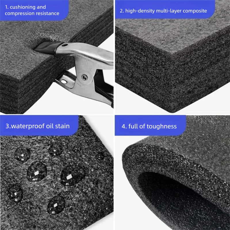 Feuille de mousse de polyéthylène EPE noire, découpe de mousse de polyéthylène, insert en mousse EPE absorbant les chocs, mousse d'emballage EPE haute densité pour boîte à outils