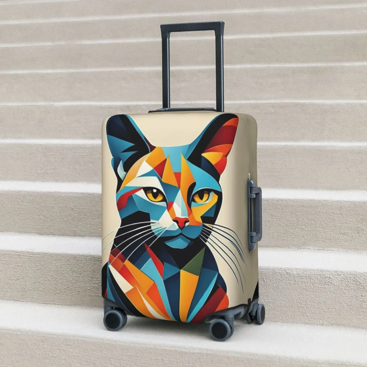 

Cat Suitcase Cover Neo Fauvism Practical Travel Protector Luggage Case Vacation