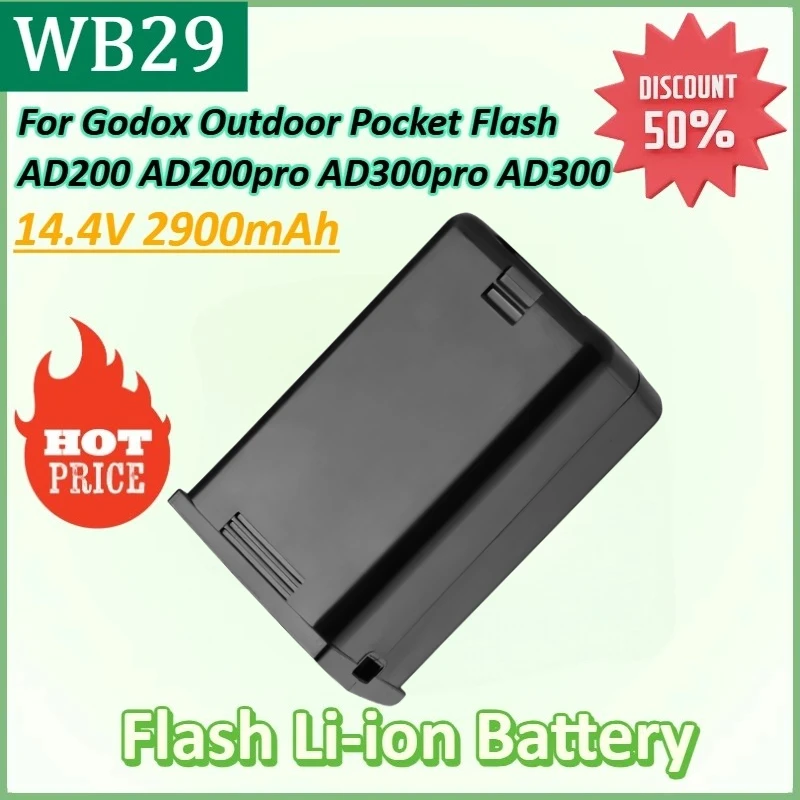 

WB29 14.4V 2900mAh Flash Li-ion Battery for Godox Outdoor Pocket Flash AD200 AD200pro AD300pro Speedlite Flashgun Charging
