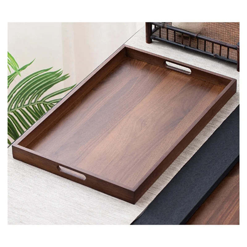 

ABKY-прямоугольный бамбуковый деревянный поднос для чая большого размера, витрина, тарелка с ручкой, цвет ореха, чашка для хранения, японский чайный сервиз для домашнего использования, 44*30*4