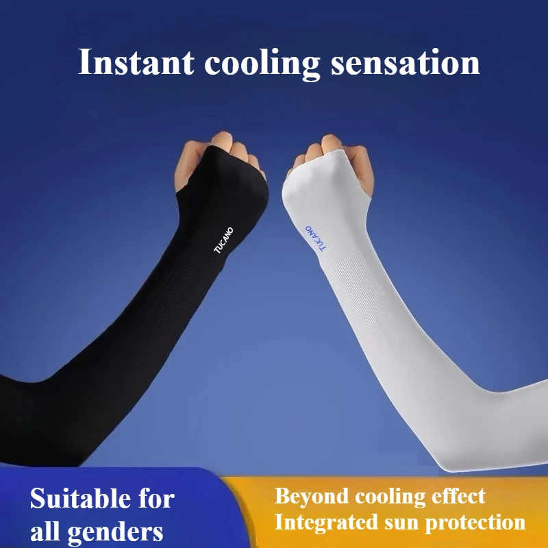 Unisex Ice Silk Summer UV Protection Cooling Arm Sleeves Men Women Driving Outdoor Hand Covers Breathable Elastic Sunscreen Anti