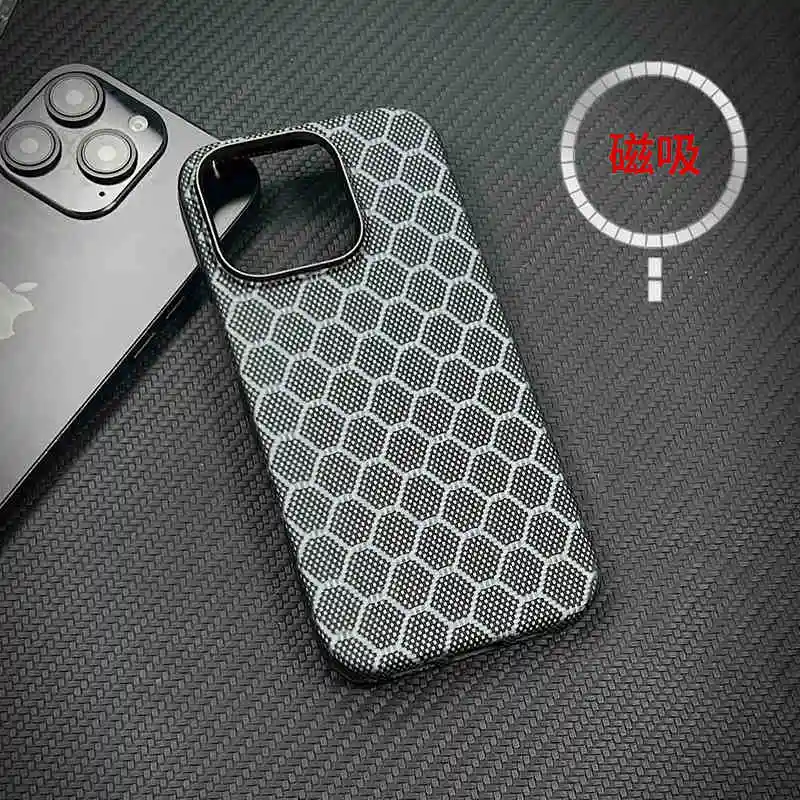 

Подходит для кевларового чехла для телефона Apple iPhone 16 Pro Max, нового защитного чехла из арамидного волокна 16 Plus, ультратонкого магнитного телефона Magsafe