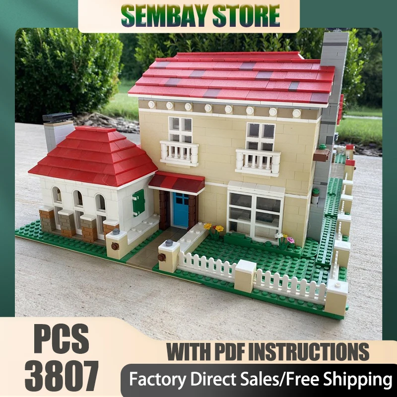 

Модель City Street View Moc, строительные блоки, модель средиземноморского особняка, технология, кирпичи, сделай сам, сборка, праздничные игрушки, набор, подарки