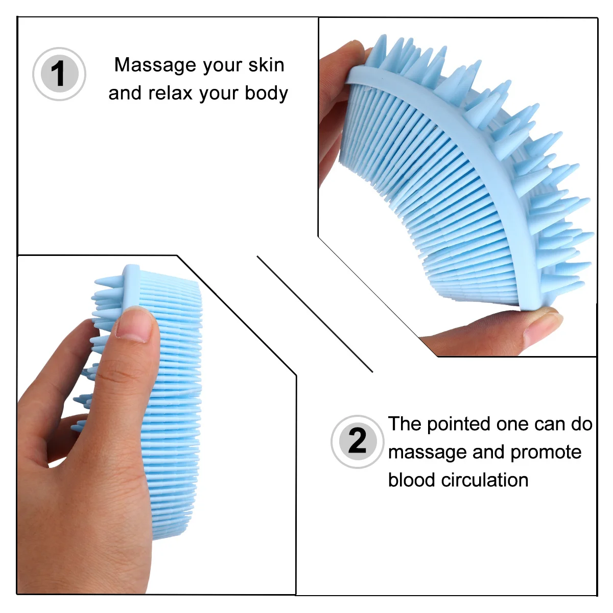 2Pcs Baby Bath Brush Silicone Scrubber Soft Skin Cleaner Gentle Body Relaxing Home Travel Baby Bath Brush