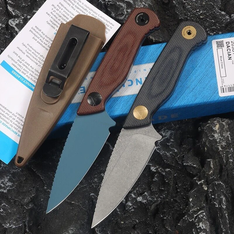 

BM 203BT Dacian Fixed Knife D2 Blade Linen Handle Portable Straight Knives with Sheath Men's Gift Camping Fishing