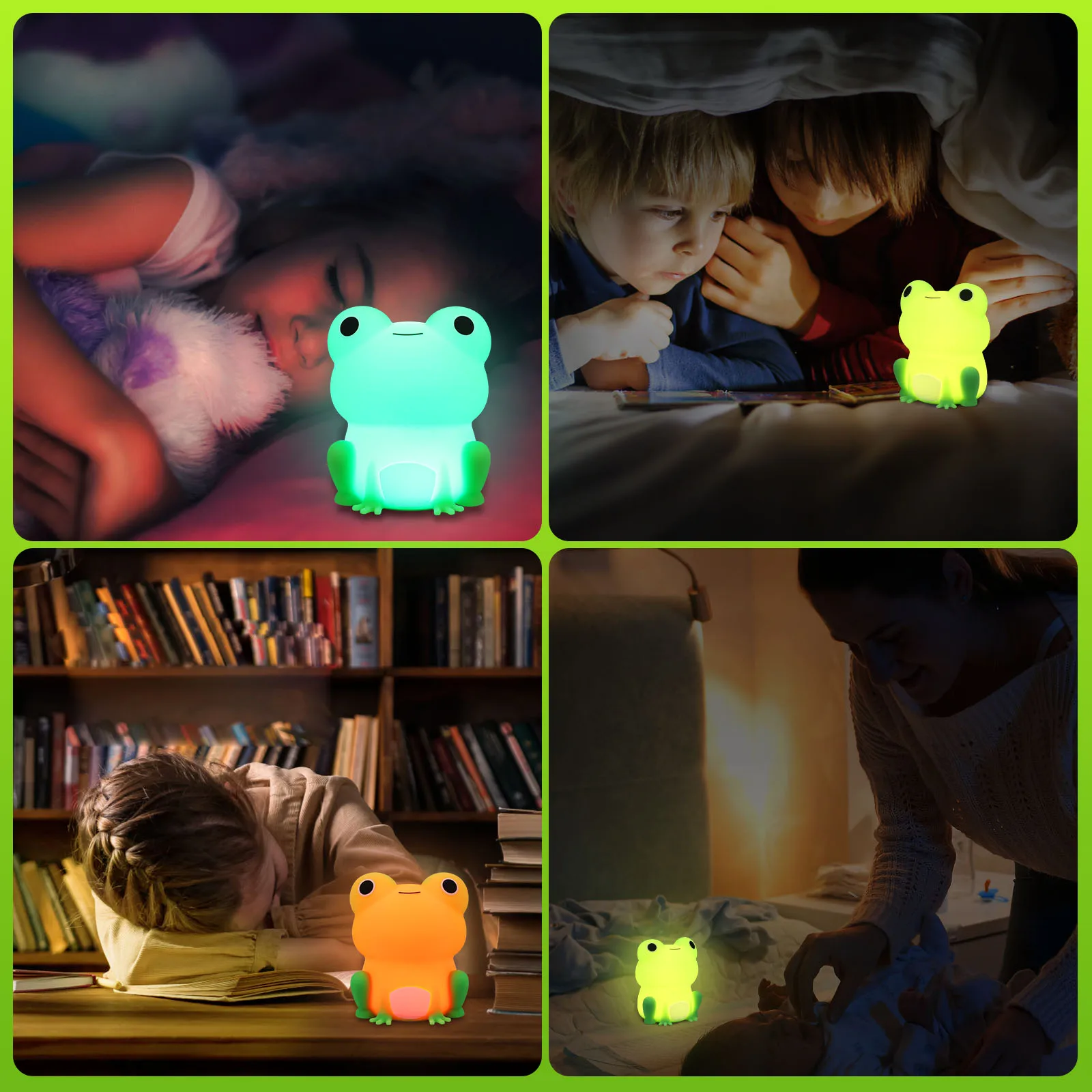 Night Light 1200mAh Rechargeable Frog Night Lamp Light Colour Changeable Silicone Nursery Light Soft Bedside Silicone Lamp