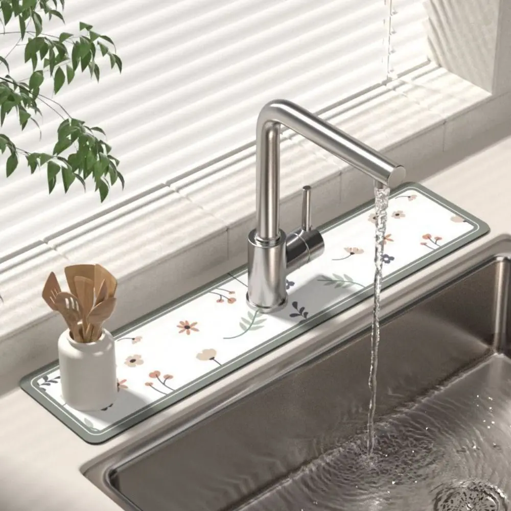 Diatomite Faucet Draining Mat Multifunction Convenient Non-Slip Absorbent Pad Splash Sink Splash Mats Kitchen Bathroom Supplies