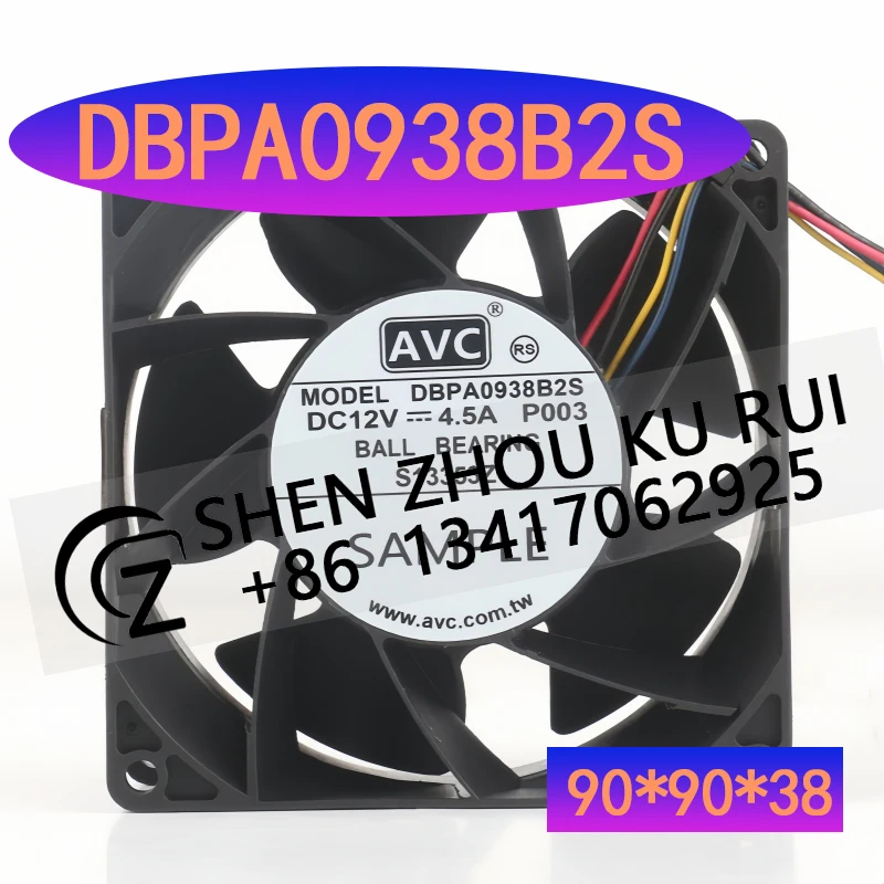 

Вентилятор охлаждения AVC 12V 4.5A AC EC 9038 с регулировкой температуры, ШИМ-управлением, большим объемом воздуха, для корпуса, DBPA0938B2S, 9 см