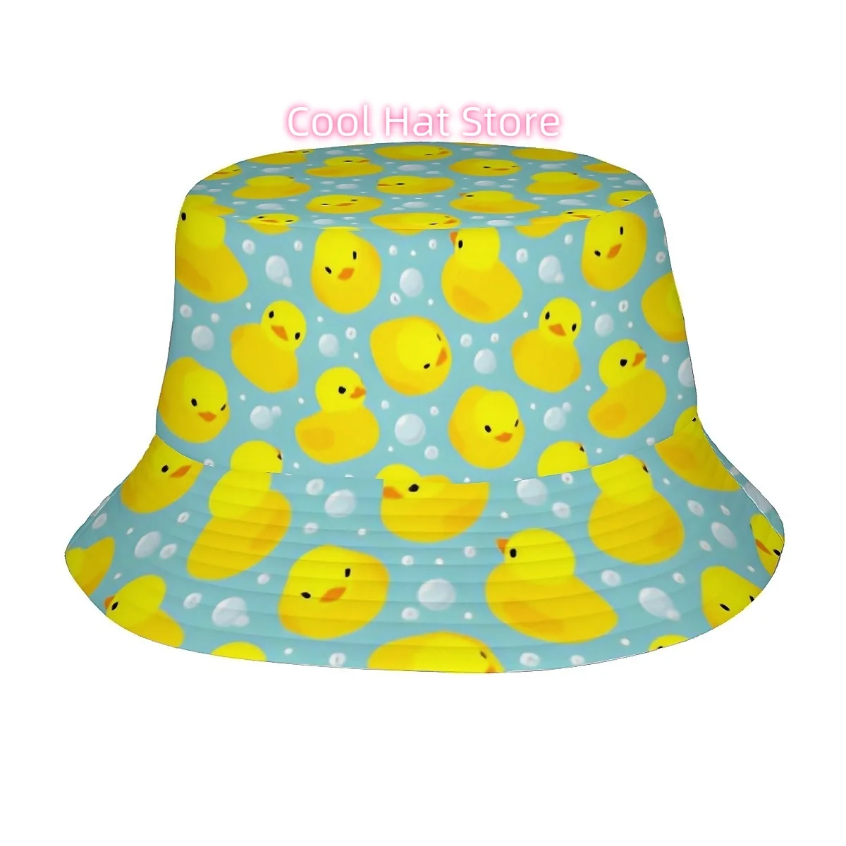 A Unisex Fisherman Hat Featuring a Bubble Rubber Duck Design, This Trendy Bucket Hat Adds Playful Touch, Perfect for Outdoor