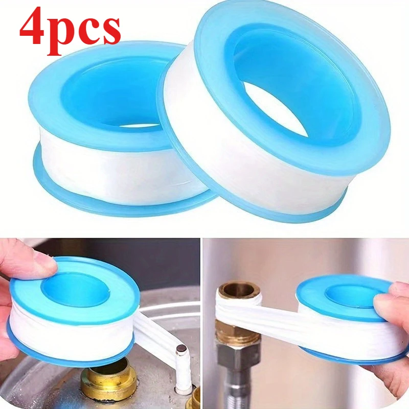4Pcs White PTFE Thread Sealing Tape, Waterproof Plumbing Seal Tape for Shower Head Pipe Connection.
