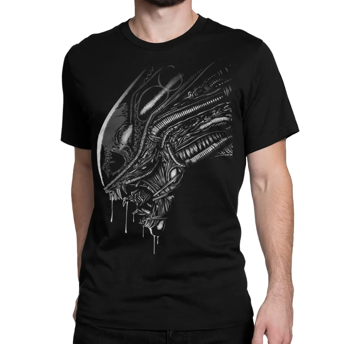 Alien Xenomorph T-ShirtAnime Pattern High Quality Short SleeveUnisex T-shirts for Men Women Summer Tees Cotton Luxury brand vint