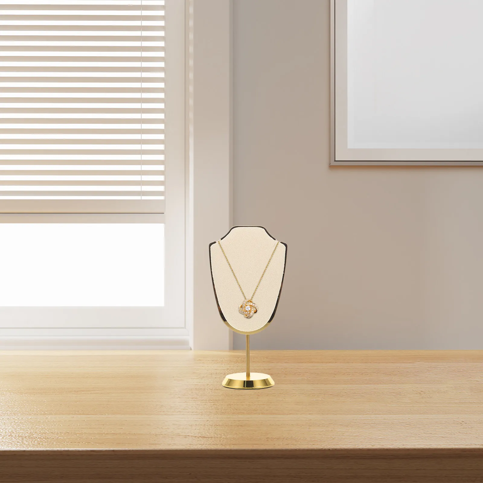 

Премиум-подставка для демонстрации ювелирных изделий из алюминия с микрофибровым покрытием для ожерелий и кулонов, настольная витрина, идеально подходит для продажи