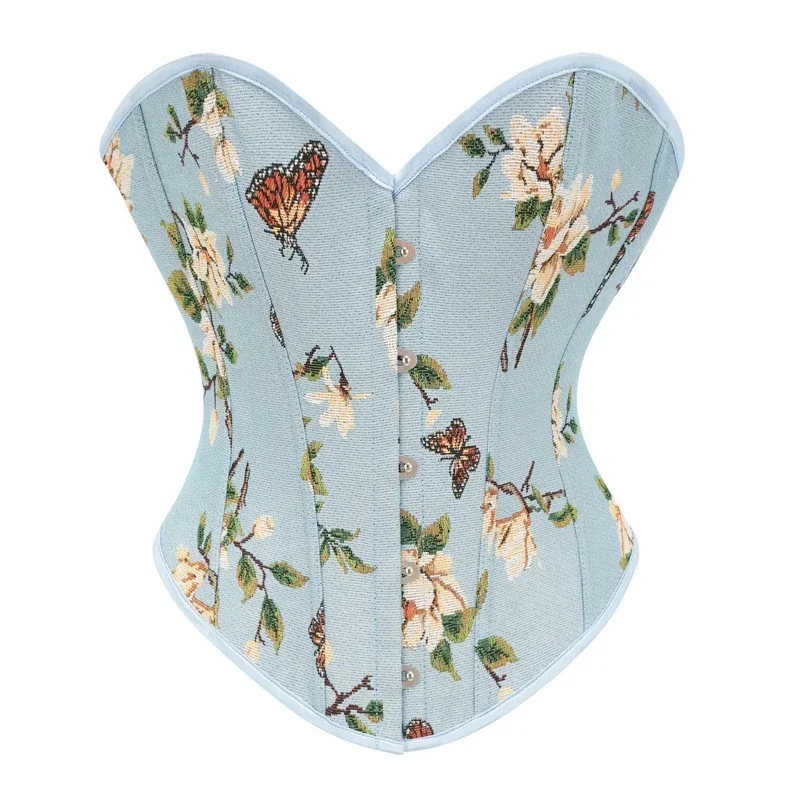 

Fashion Flower Butterfly Corset Top Women Sexy Overbust Bustier Plus Size Steampunk Corselet