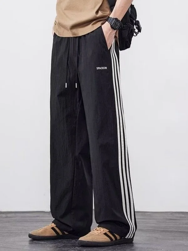 

Men's Summer Thin Ice Silk Casual Pants Qui Dry Straight Leg Trousers Faionable Lightweight Breathable Daily Wear