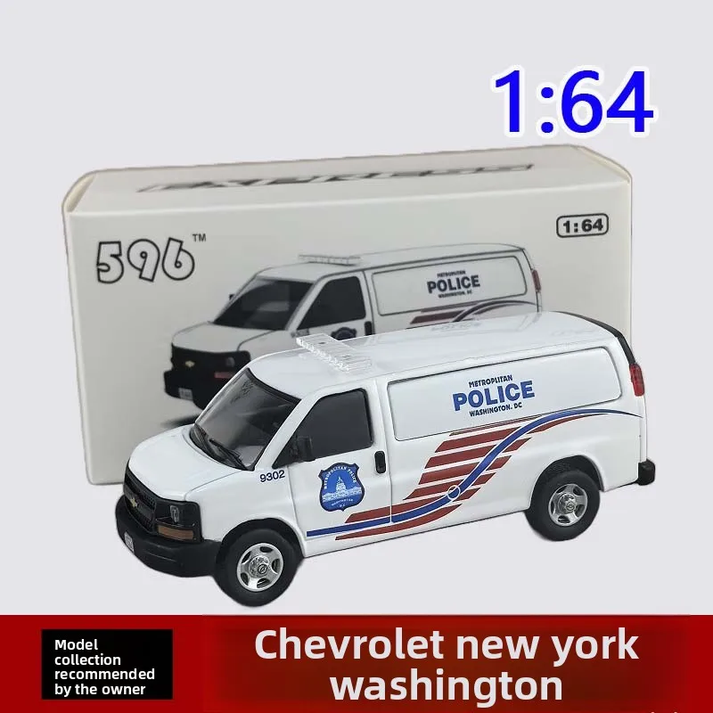 

Литой под давлением масштаб 1:64 Chevrolet Van Нью-Йорк Вашингтон полицейский автомобиль металлическая модель автомобиля Коллекционная игрушка в подарок сувенир дисплей орнамент