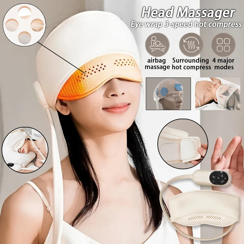 

Hot selling household head massager for soothing and relaxing massage head wrap around eye massage 3-speed hot compress massager