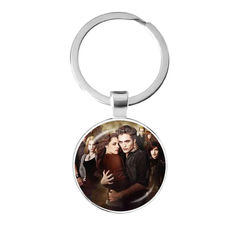 2021 New Twilight Love Keychain Movie Glass Dome Photo Jewelry Round Keyring Women Men's Key Gift