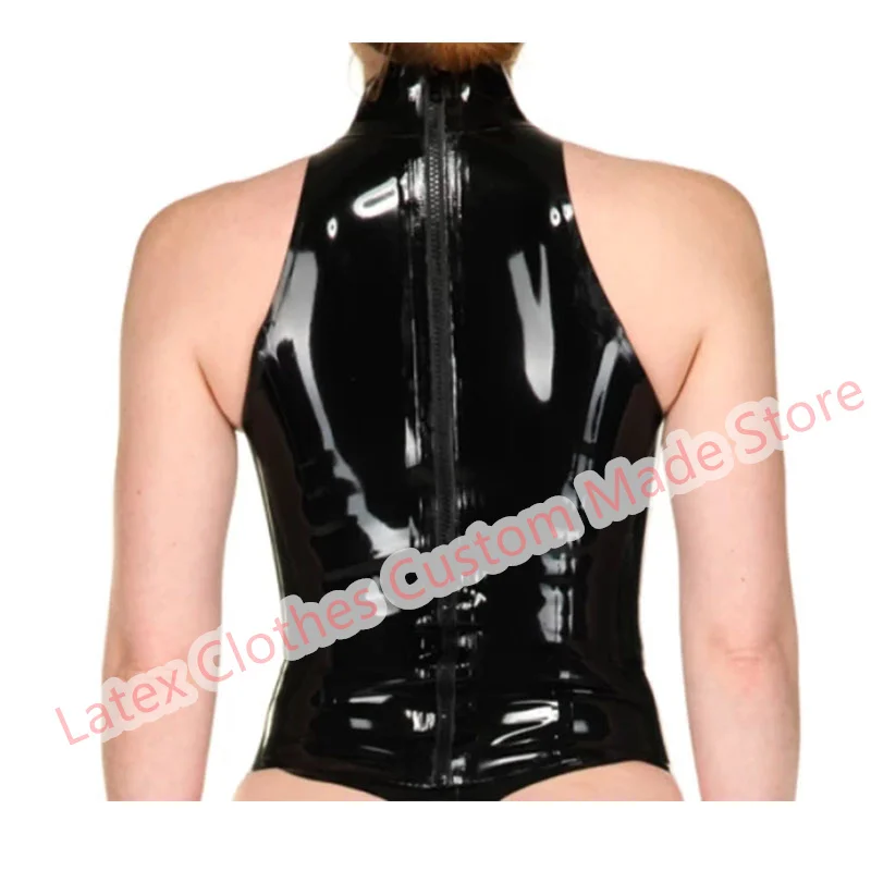 

Латексный жилет ручной работы, резиновый костюм, сексуальное женское белье для женщин, костюмы для косплея, молния сзади, черный ручной работы