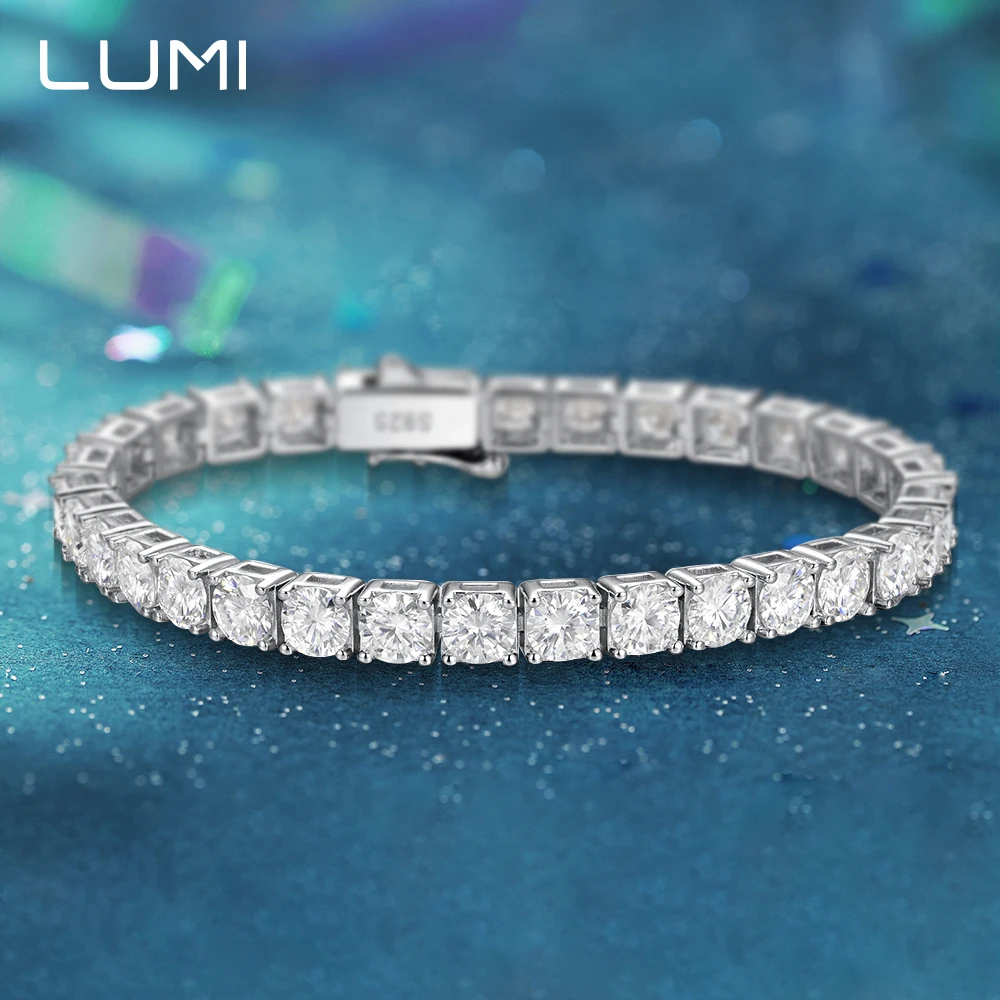 

Браслет из стерлингового серебра 925 пробы с муассанитом Full Pave 2-5 мм - гипоаллергенная цепочка для ювелирных изделий, подарка на годовщину с GRA