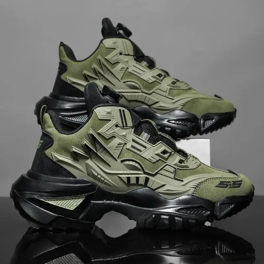 Zapatillas Deportivas de Media Caña para Hombre en Verde Oliva y Negro para Todas las Temporadas - Zapatillas Ligeras y Transpirables para Correr con Suela EVA Acolchada Antideslizante