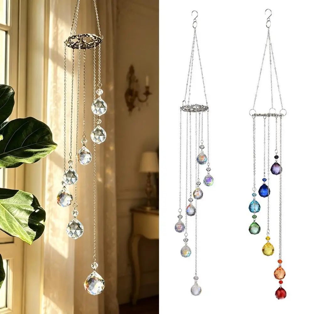 Seven Colors AB Sun Catcher Crystal Seven Colors Rainbow Maker Hanging Crystal Stained Glass Outdoor Decor Hanging Ornament 2026