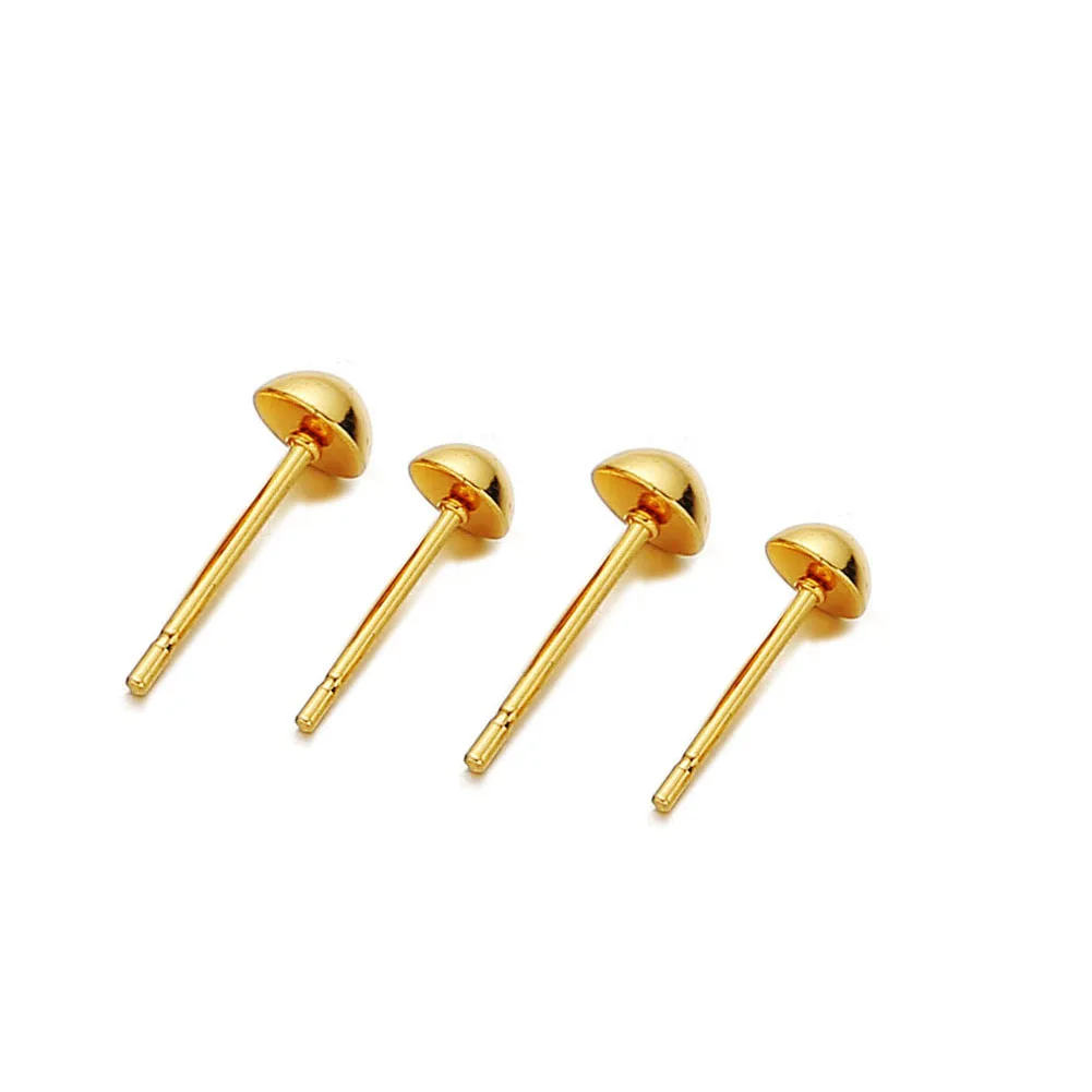 20PCS/lot Stainless Steel Half Ball Shape Ear Pin Earrings Cabochon For Jewelry DIY Making Handmade Earrings Accessories